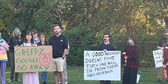 Dozens gather near Fort Wayne's Google data center to voice concerns about air quality, energy costs and traffic