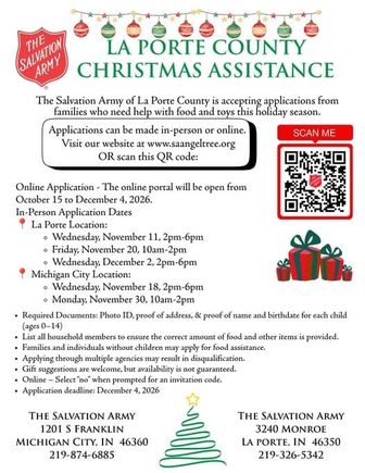 Salvation Army opens La Porte County Christmas assistance applications through Dec. 4