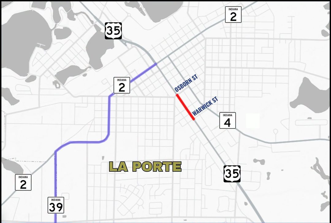 U.S. 35 in La Porte closing between Osborn and Warwick streets through the end of the year